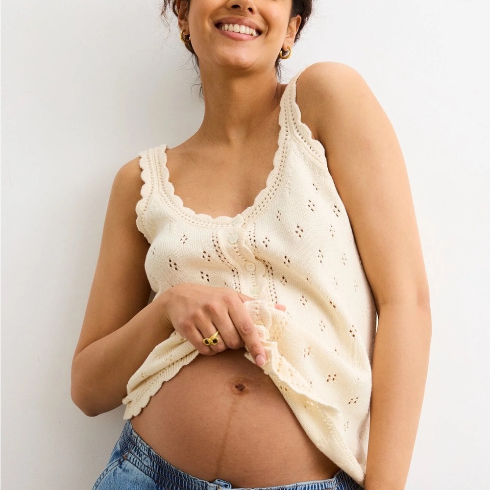 Hatch Ivory Knit Button-Down Top